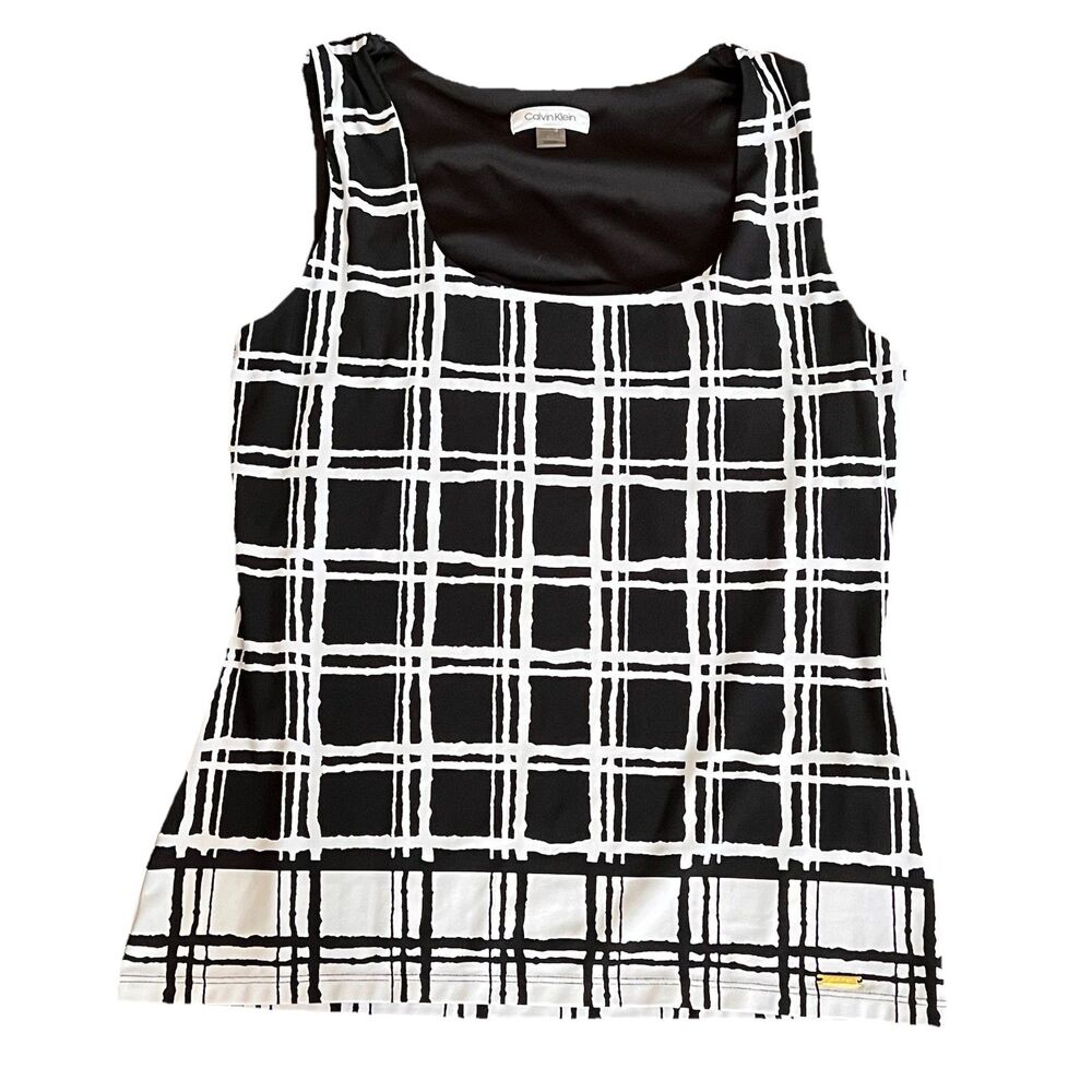 Calvin Klein Black White Tank Top Cami Women’s M - Picture 1 of 5